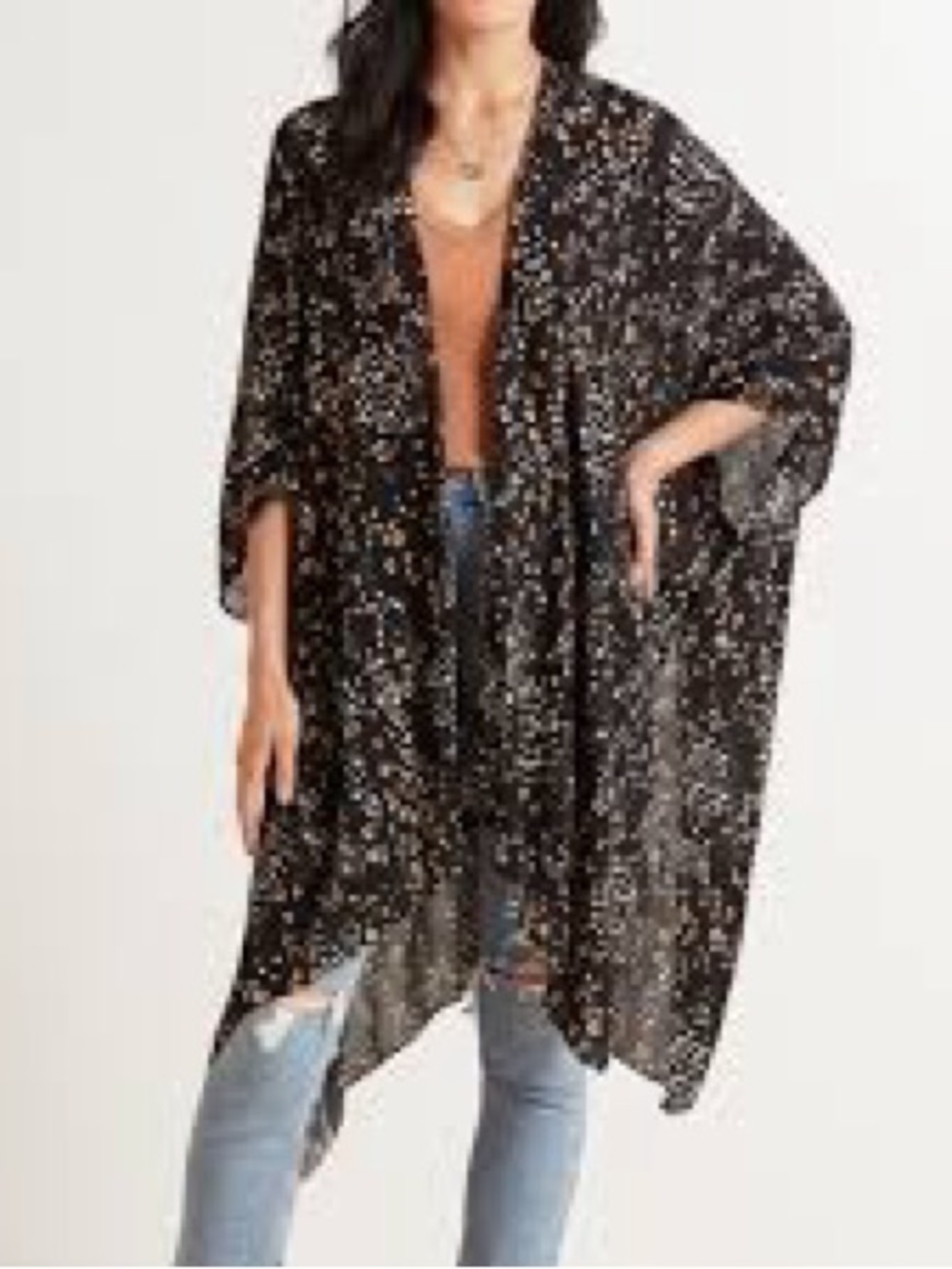 Black & Tan Spotted Sheer Kimono